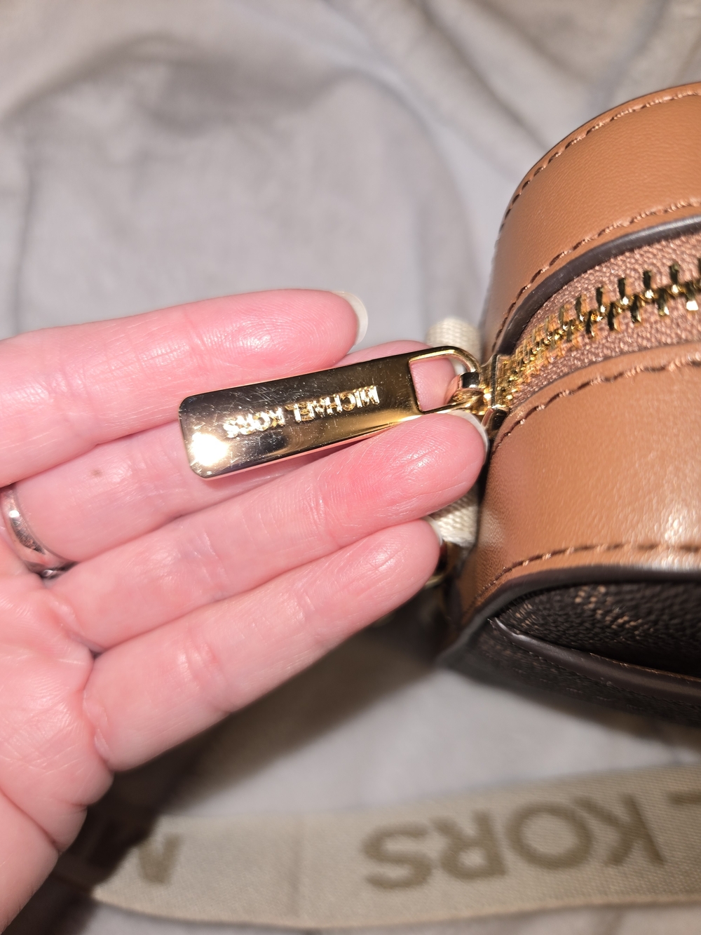 Michael Kors Brown Monogram Crossbody with Logo Strap - Picture 12 of 12